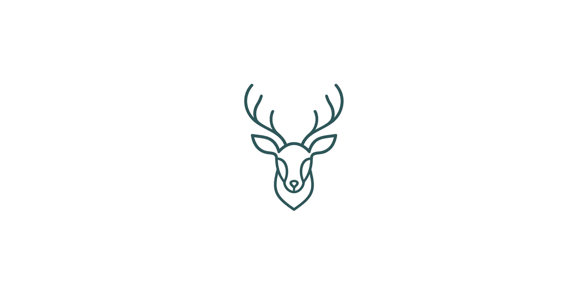 Deer line-art logo padded onto a white 2:1 canvas without cropping